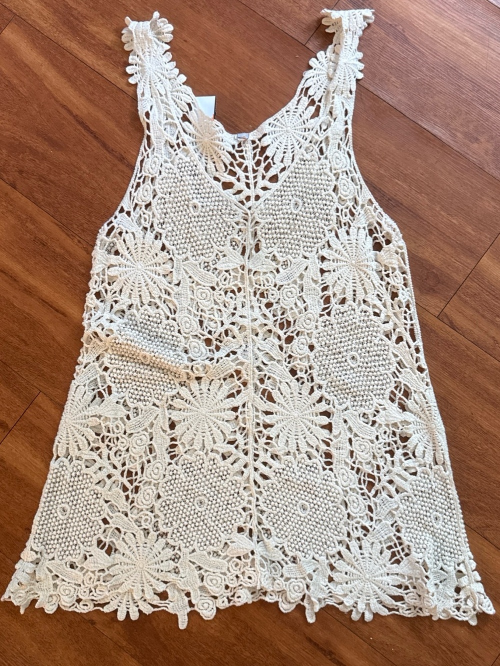 Crochet Lace Tank Dress - Cream